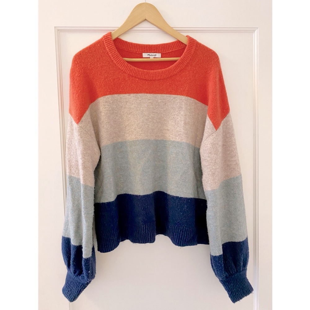 Madewell Striped Balloon Sleeve Sweater